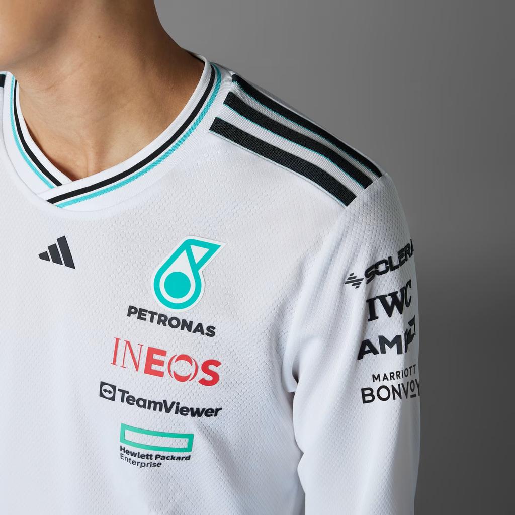 Adidas X Mercedes-Amg Petronas F1 Team Ss25 Simple Versatile Comfortable Long Sleeve Breathable T-Shirt Men Tops White Black JX5797