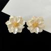 Romantic Sweet White Flower Stud Earrings for Women Vintage Temperament Red Camellia Flower Earring Party Wedding Jewelry Gift