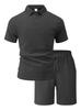 Men's Summer Jacquard Fabric Casual Polo Shirt & Shorts Set