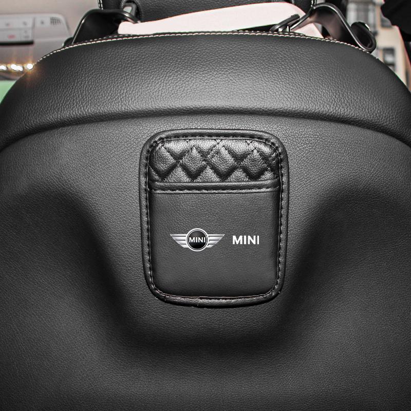 1Pcs Car Door Seat Leather Storage Bag For MINI Cooper JCW WORKS R55 R56 F55 F56 R57 R58 R59 R60 Organizer Bag Sticker Accessory