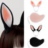 Rabbits Costume Accessories Plush Ear Hairband Tail Halloween Costume Accessories Set for Kid Girl Halloween Cosplay
