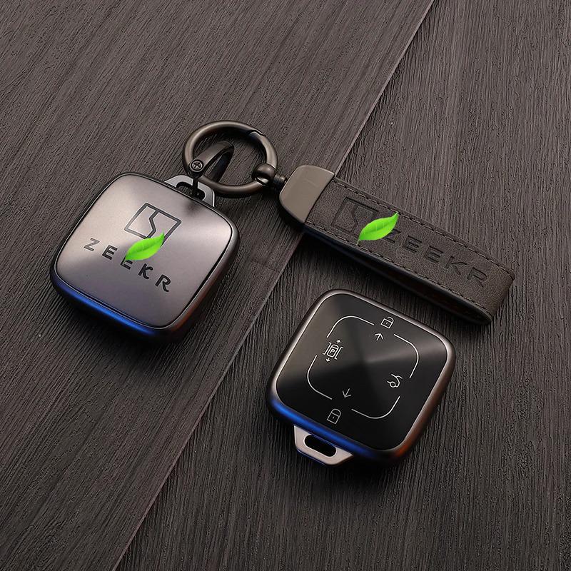 Voor Geely Zeekr 001 7X X 007 009 Leren Auto Afstandsbediening Sleuteletui Sleutelhouder Fob Nfc Bluetooth Metaal Slimme Sleutel Sleutelhanger Accessoires
