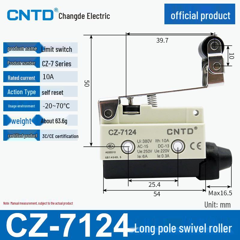 CNTD CZ Limit TZ Micro Switches: Models CZ-7310, 7311, 7121, 7120, 7141, 7144.