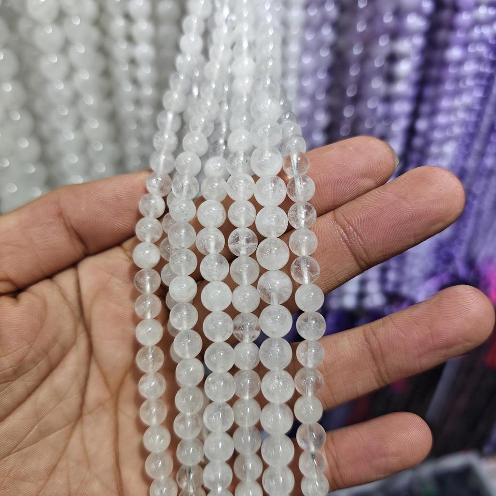 White Phantom Natural Crystal 8mm Round Loose Beads for DIY Accessories and Bracelet Making