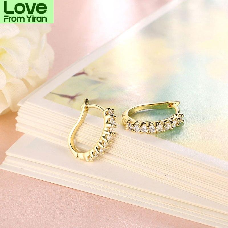 Bridal Bridal Jewelry Cubic Women Zircon Stone Stud Earrings Bohemian Ladies Gold Color Color Crystal Stone Earrings Accessories High QualityTrendy
