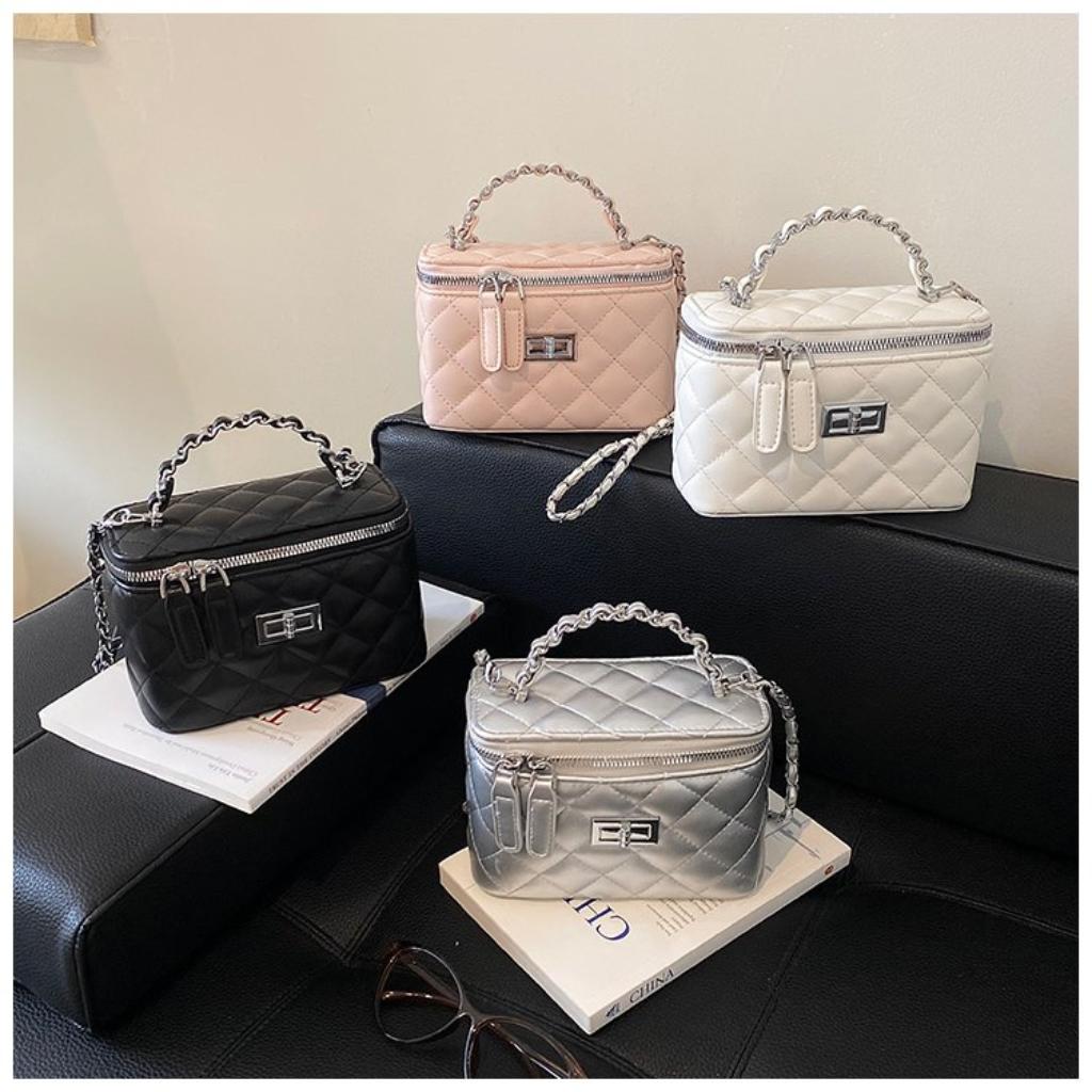 Crossbody Bag Women PU Quilted Chain Strap Daily Commute