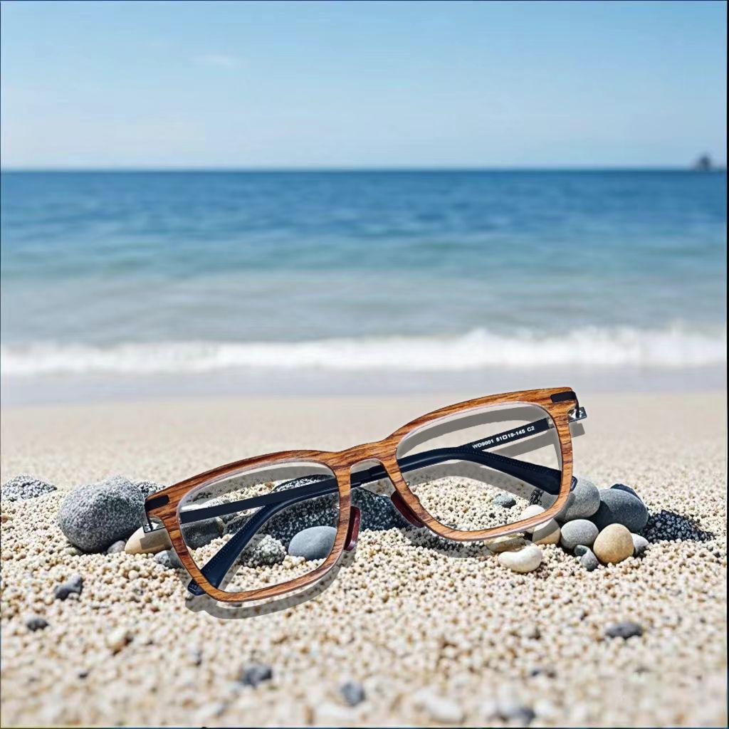 Artistic Unisex Retro Square Sandalwood Optical Glasses with Wooden Frame