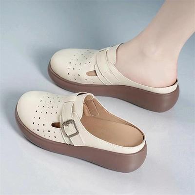 Baotou Halbschuhe Damen Sommerbekleidung 2024 neu beliebt Internet-Berühmtheit dicke Sohle Damen Nische High-End Sandalen
