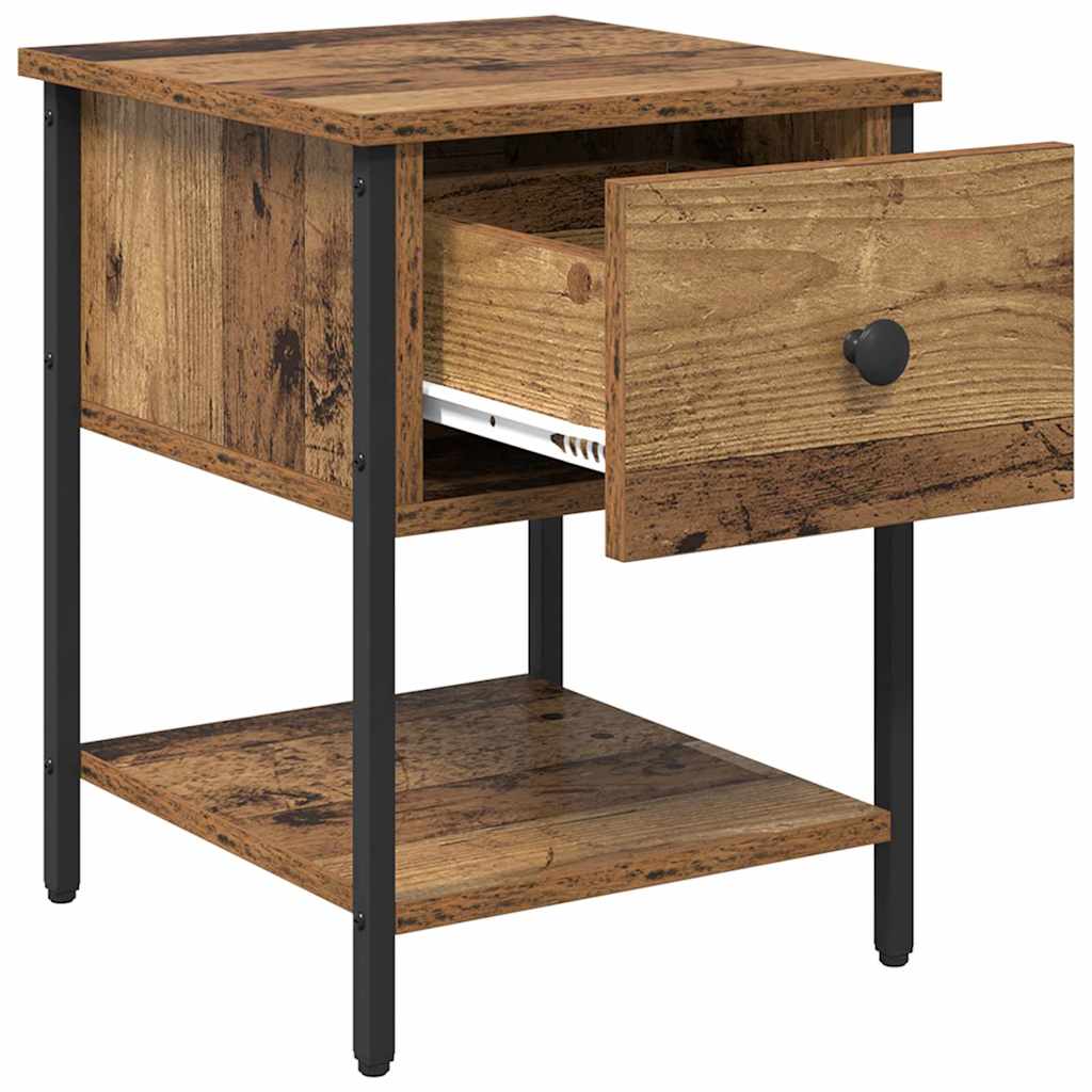 Nightstand Set of 2 Reclaimed Wood Look 34 X 35.5 X 45 Cm Engineered Wood