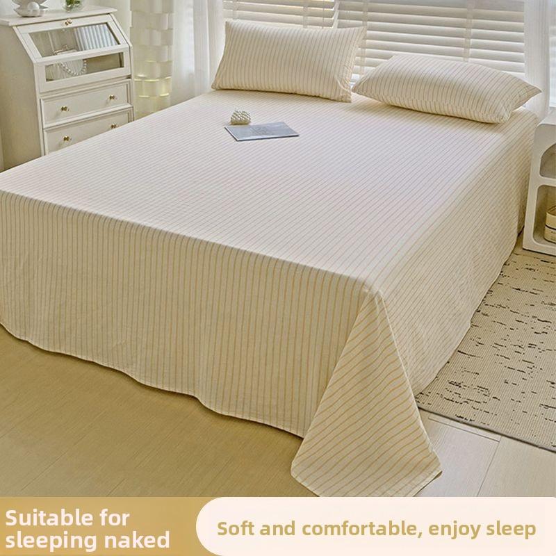 Minimalist Striped Bed Sheet Soft Household & Student Dorm Single Double Bed Bedding