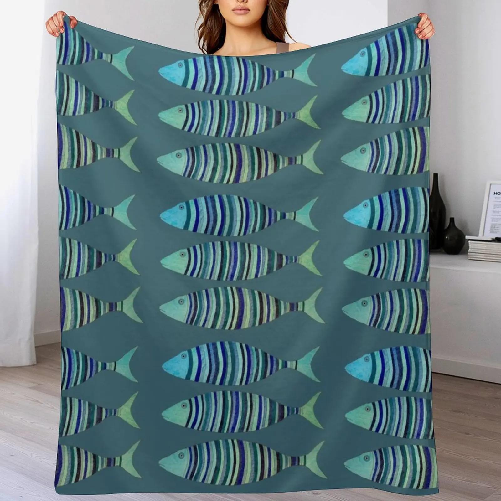 

Three Striped Fishes Throw Blanket Fuzzy Plush Throw Blanket for Sofa Chair 102x76cm(40x30in)