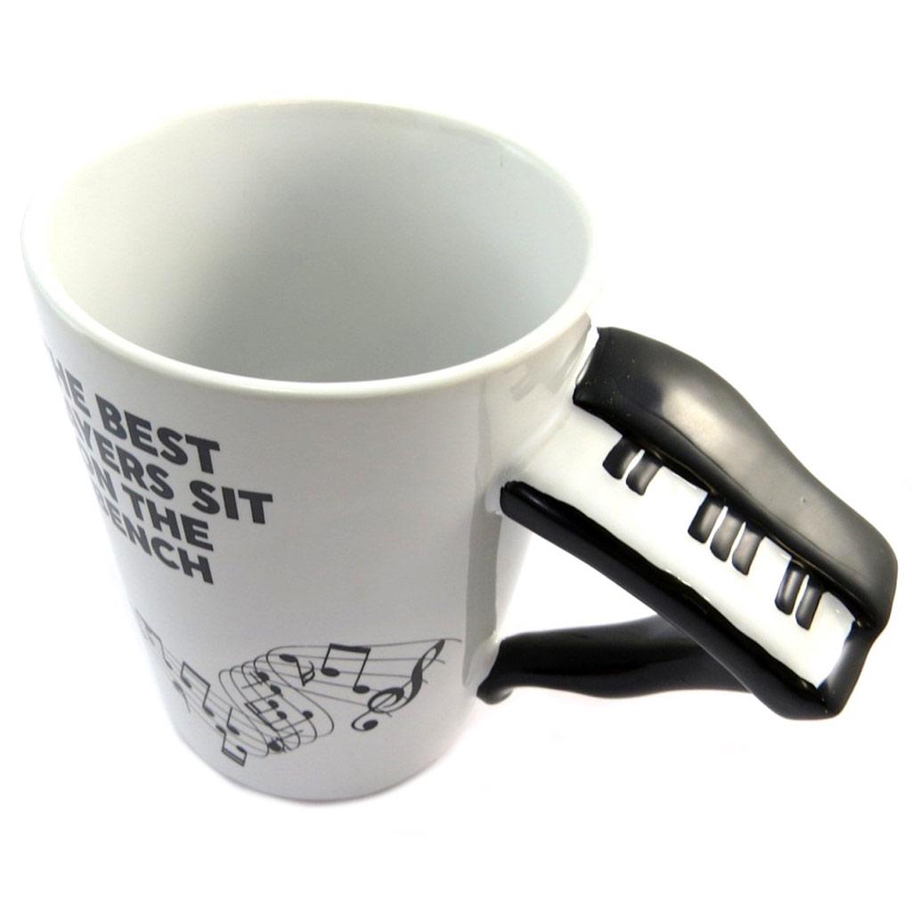 Les Trésors De Lily [P4177] - Ceramic Mug 'Musicology' White Black (Piano) - 13. 5x12. 5cm