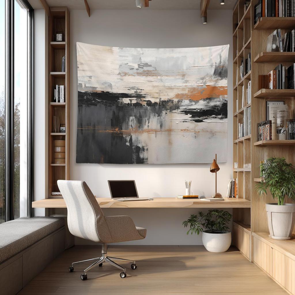 Modern Abstract Tapestry Wall Hanging Boho Art Decor for Living Room Nursery Bedroom with Fairy Lights String Decoration