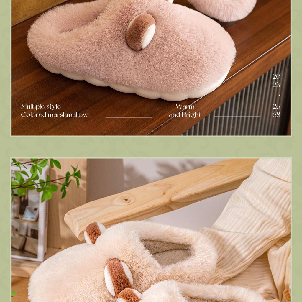 Winter Cartoon Cotton Slippers: Warm, Anti-slip Indoor Shoes for Men & Women with Plush Velvet.