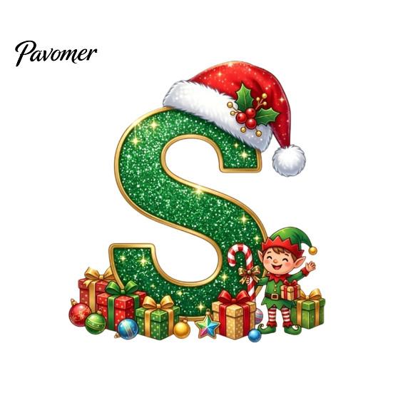 Holiday Tree Hanging Decor Personalized 26 Alphabet Christmas Ornament with Santa Hat Elf Design, Acrylic Cute Pendant for Mantel And Party