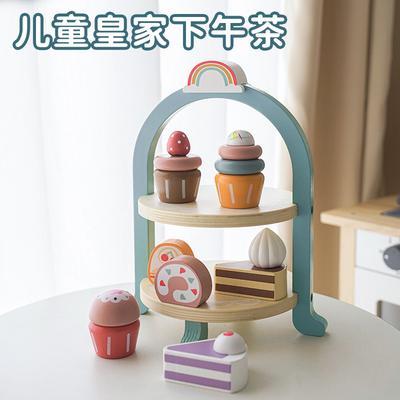 Play House Simulation Cake Royal Afternoon Tea Children's Educational Kitchen Double Dessert Rack Parent-Child Interactive Toys