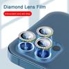 Für iPhone 11 12 13 14 15 16 Pro Max Bling Diamond Metall Kameraobjektivring Schutzkappe mit gehärtetem Glas