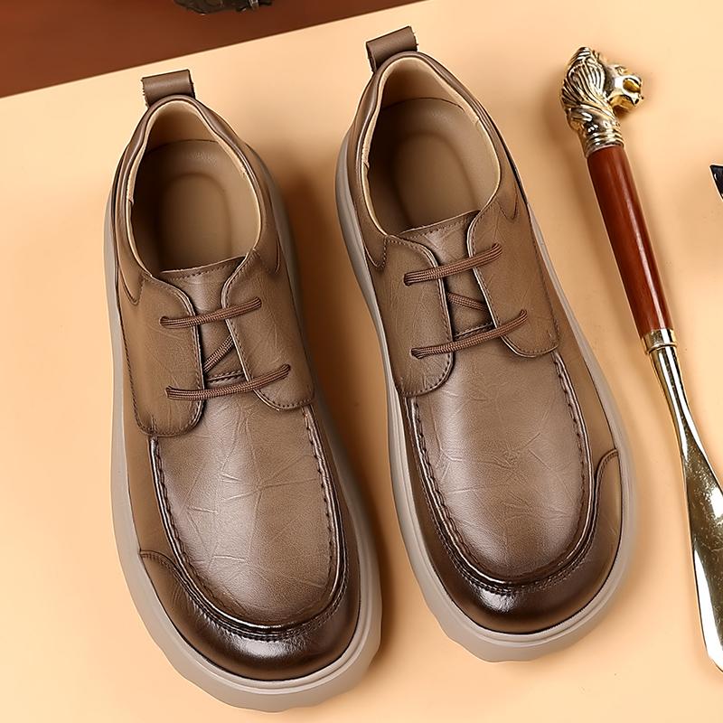 High Quality Brand Men's Genuine Leather Casual Shoes Thick Soled Low Cut Men's Oxford Shoes Versatile Office Work Shoes
