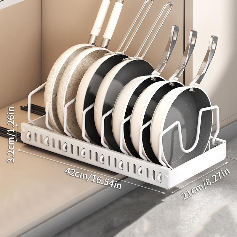 Kitchen Pull-Out Pot Rack Adjustable Cupboard Trays Dishes Partition Shelf With Slide Rails Organizer Tray Drawer Storage Racks