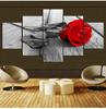 HD Decorazione Casa Immagini su Tela Soggiorno Moderno 5 Pannelli Fiori Rosa Rossa Stampa Pittura Arte da Parete Modulare Poster Cornice