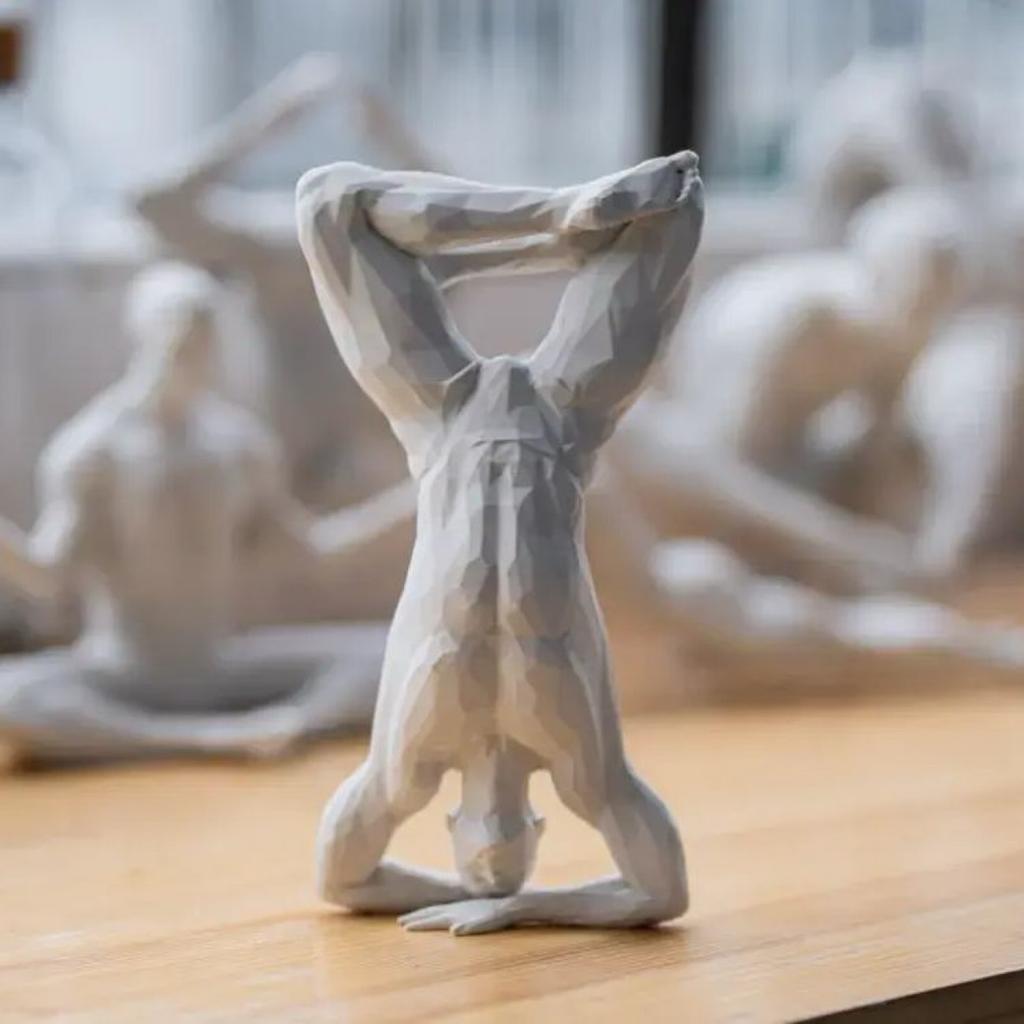 3D Yoga Pose Figurine – Male Plastic Desktop Ornament for Home & Office Decor
