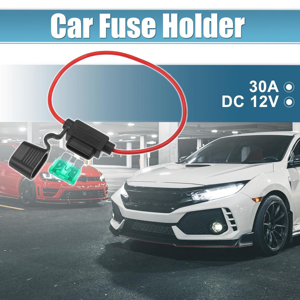 X AUTOHAUX Car Inline ATC Style Inline Fuse Holder with 30A Medium Fuse