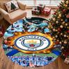 Manchester City FC Pattern Round Rug, Indoor/Outdoor Mat, for Picnic, Gameroom, Bedroom, Office, Living Room, Home Decor Carpet, Birthday Gift