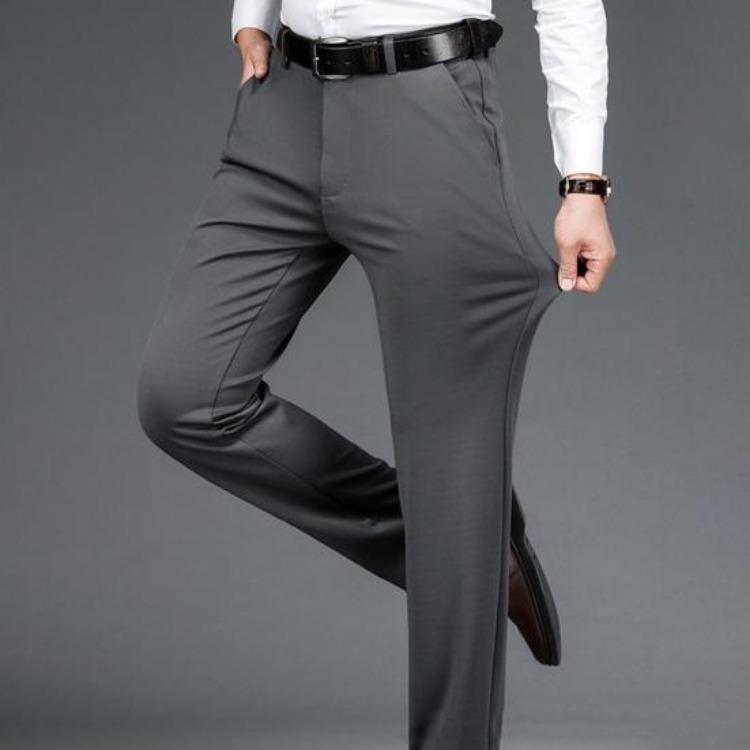 Pantalones de Traje para Hombre Elásticos Finos Pierna Recta Resistentes a las Arrugas Sin Planchar Oficina Pantalones de Negocios Ropa Formal Cita