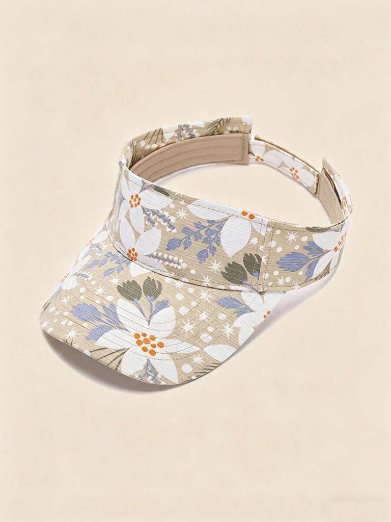 Unisex Printed Visor Cap Sun Protection Outdoor Sports Hat Adjustable For Beach Travel