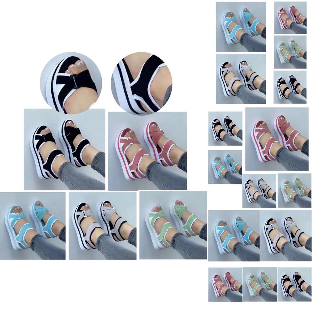 Stylish And Trendy Women's Flip Flops With Magic Tape And Cross Straps
