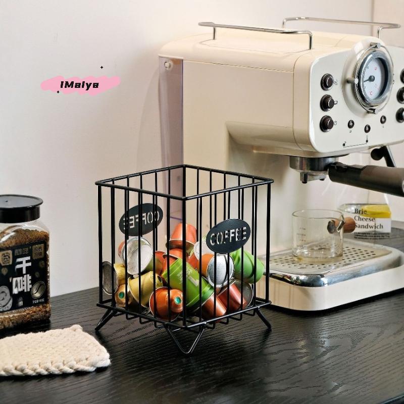 M-Iron Coffee Pod Holder Large Capacity Coffee Capsule Holder Coffee Creamer Container Square Shape Pod Storage Cup