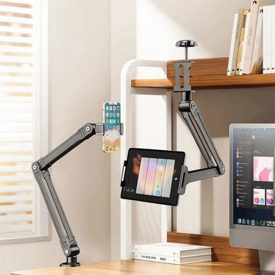 Support de Tablette Pliable Réglable Pratique Bras Long Alliage Support Rotatif à 360 Degrés Support de Tablette Robuste pour Lit Bureau