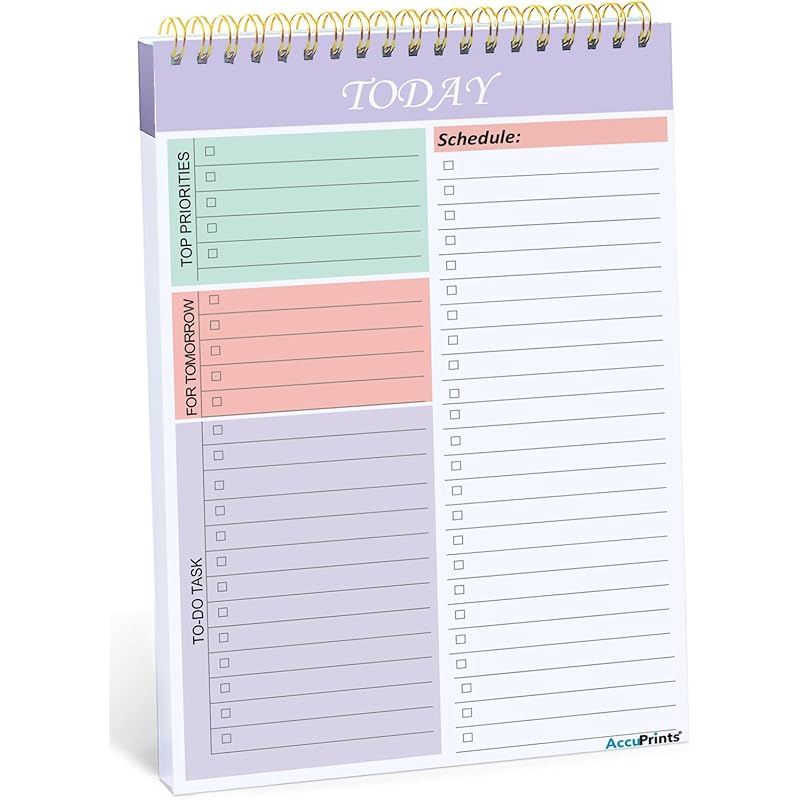 Accuprints A5 Daily Planner Schedule Undated 50 Sheets/100 Pages Tear Off, 5.8"" X 8.2"" Best Planner & Organiser