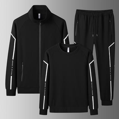 Männer Herbst Jacke Sets O Neck Hoodie + Strickjacke Mantel + Lange Hosen 3Pcs Sets Männliche Trainingsanzug Sportswear