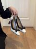 Sheepskin version~ square head French single shoes women's bow shallow mouth evening shoes temperament not tired feet thick heels high heels
