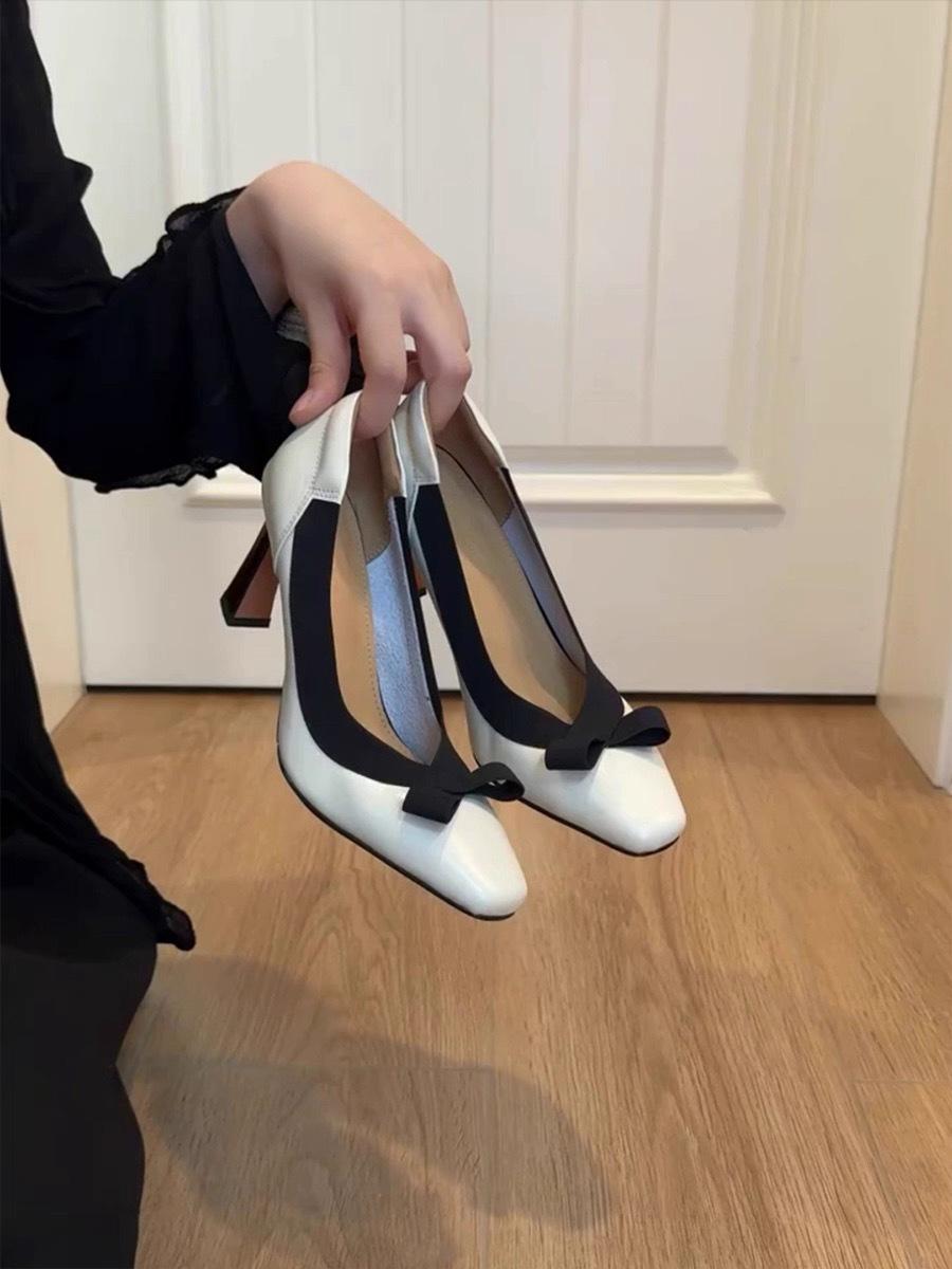 

Версия из овчины~ квадратный носок французские одинарные туфли женские с бантом с мелким вырезом вечерние туфли темперамент не устают ноги толстый каблук высокий каблук 40