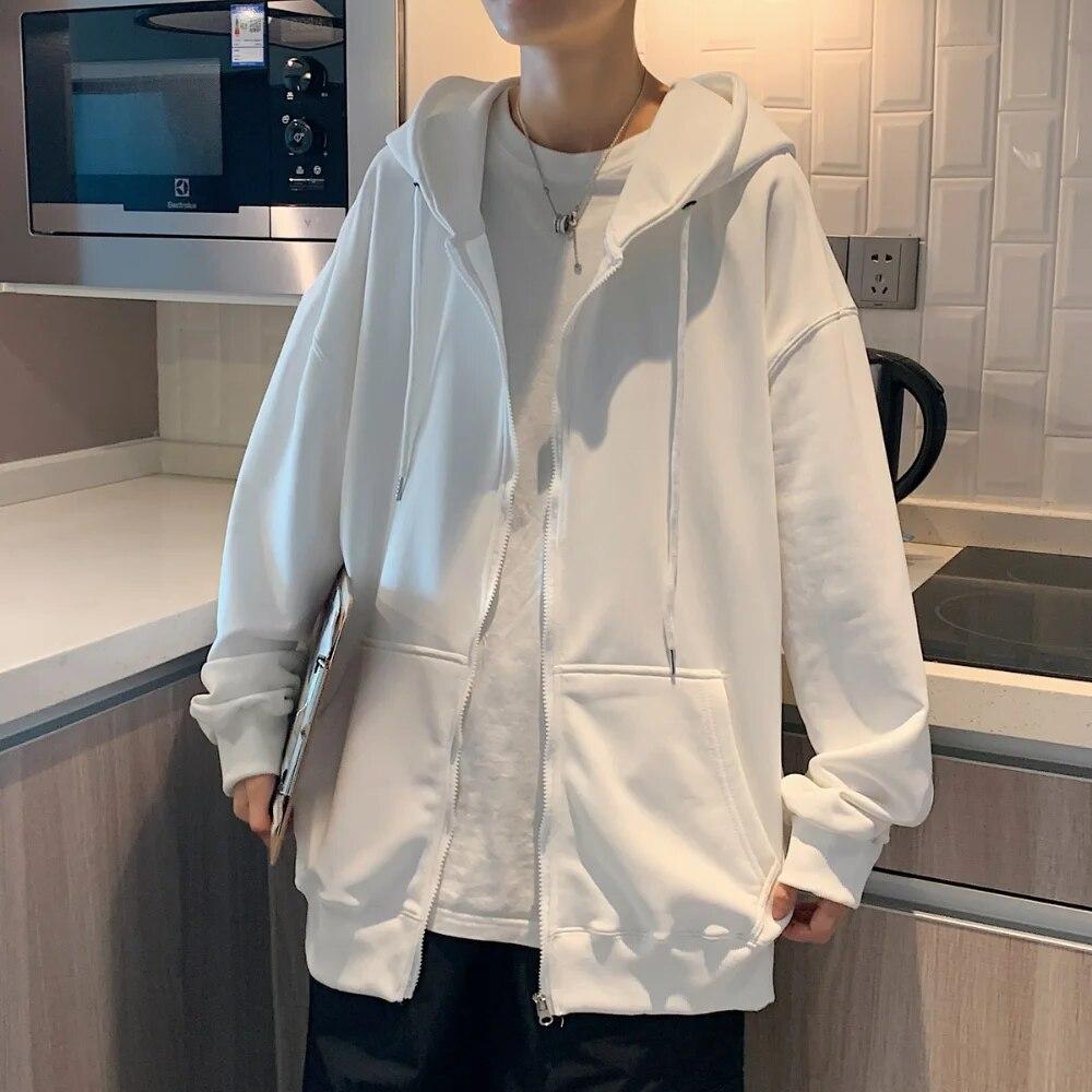 US-Größe Zip Up Hoodies Herbst Kapuzenpullover Herren Kapuzenpullover Strickjacke Einfarbig Klassische Jacke Herren Mantel Herrenbekleidung