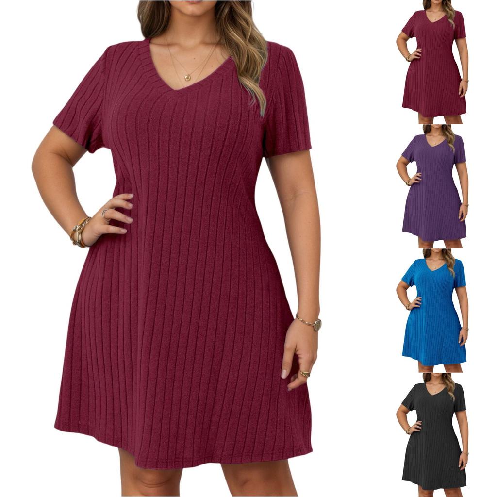 Women's Dress Casual Flowy Dresses V-neck Vocation Boho Beach Sundress