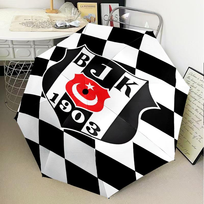 Be?ikta? Istanbul Football Club Emblem Umbrella Folding Umbrella, Automatic Umbrella 8-Frame for Travel, Camping Use Gift for Halloween Christmas