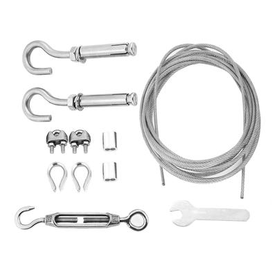 Zewnętrzny sznur na pranie, stal nierdzewna, drut sznurka na pranie, wytrzymały, ze śrubą rzymską i haczykami (8m)