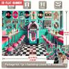 2D Flat Banner, 1 Piece of Retro Jukebox Music-themed Party Decoration, Retro Vinyl Records and Ice Cream Cone Design
