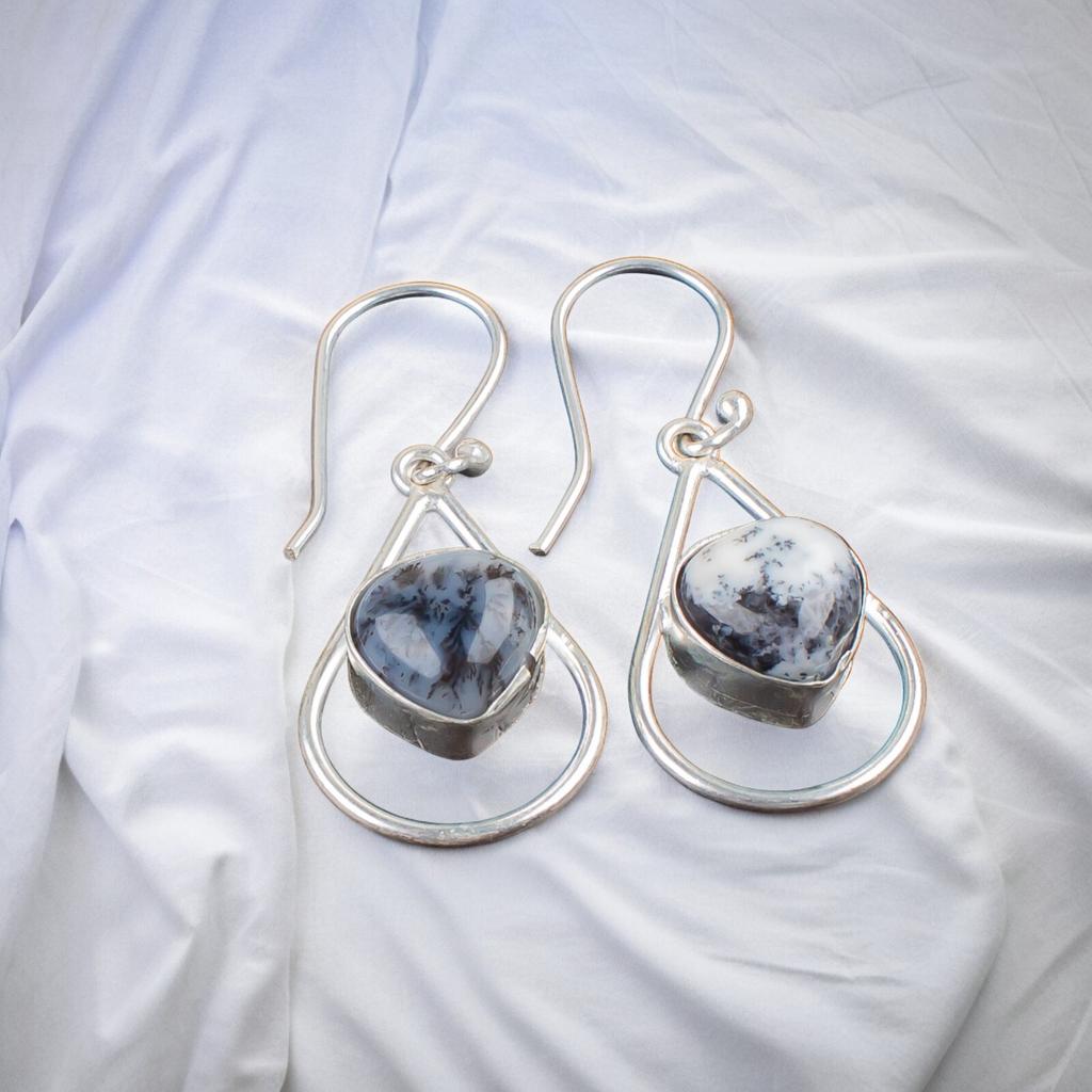 Dendritic Opal Gemstone 925 Sterling Silver Fashionable Jewelry Earrings For Her EE-38-19