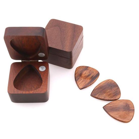 Gitarrenplektrumbox Kreativ Wiederverwendbar Holz Tragbar Gitarrenplektrumetui Aufbewahrungsbox Gitarre