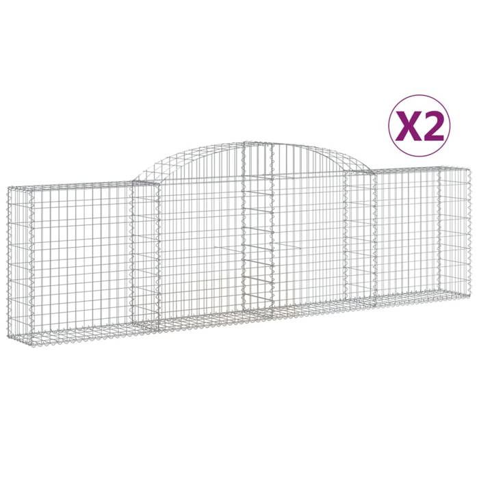 VidaXL Arched Gabion Baskets 2 Pcs 300x30x80/100 Cm Galvanized Iron, Gabion, Gabion Cage, Gabion Wall Basket, Wall 3146503