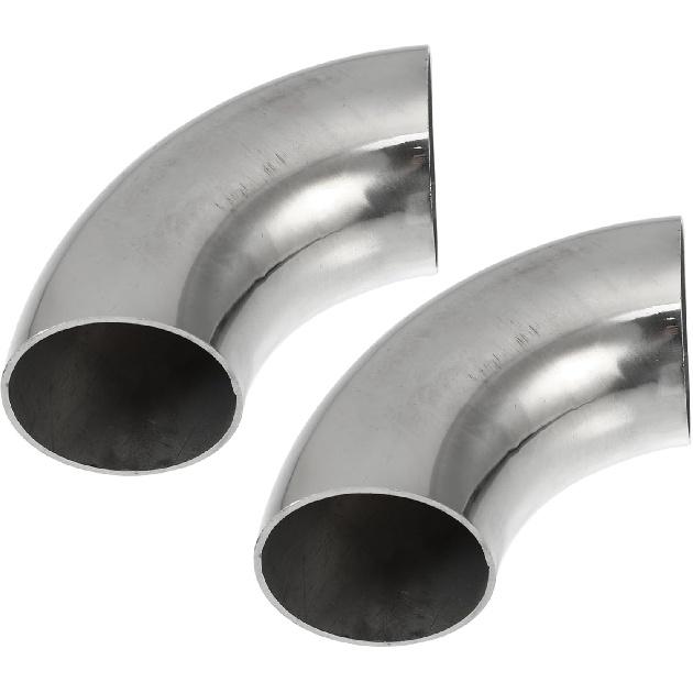 

2pcs OD 1.75 Inch 90 Degree 1.5mm Thickness Mandrel Bend Elbow SS304 Stainless Steel Bend Tube Exhaust Elbow Pipe for Car Modified Exhaust System