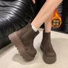 Chelsea Boots Women's Autumn and Winter New Muffin Platform Short Boots Women's Cigarette Boots Martin Boots