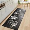 1Pcs Light Luxury Easy Silvery Floral Swirl Non-Slip Washable Area Rug Runner for Entryway, Living Room, Bedroom & Patio