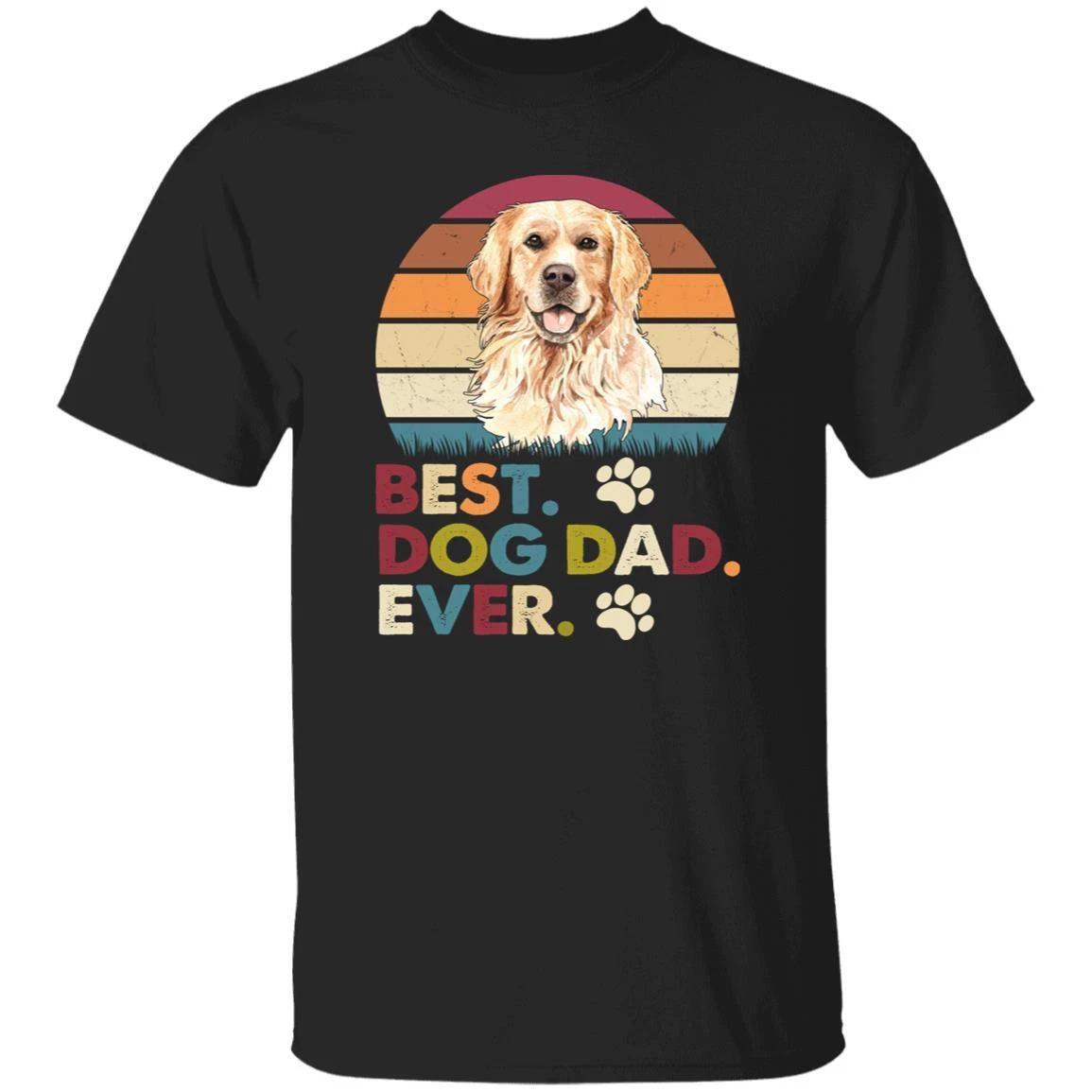 Best Dog Dad Ever T-Shirt gift Retro Golden retriever Dog owner Unisex Tee Black M