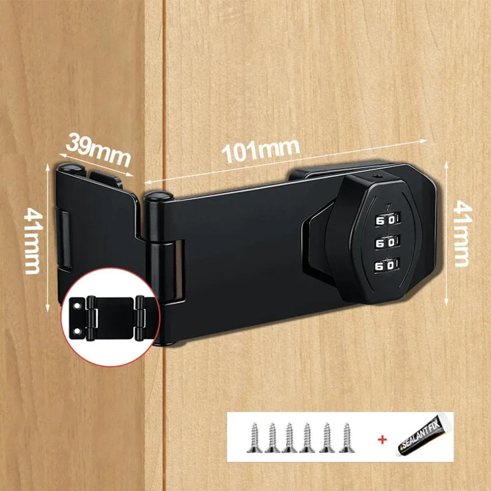 

Folding Security Combination Lock 101*41mm 41*39mm Black Easy Installation Iron Versatile Application High-quality
