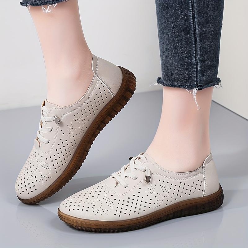 Женские мокасины на плоской подошве для весны и лета однотонные с мягкой подошвой удобные для ходьбы кожаные повседневные туфли с резинками 35 бежевый 1898₽